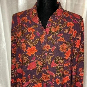 Pretty Beach Lunch Lounge Collection Women’s L Button Down Long Sleeve Blouse